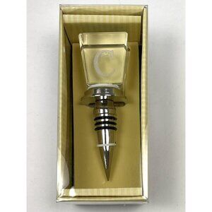 CYPRESS HOME Wine Stopper C Monogram Glass & Stainless Steel 3WS132C NIP NEW